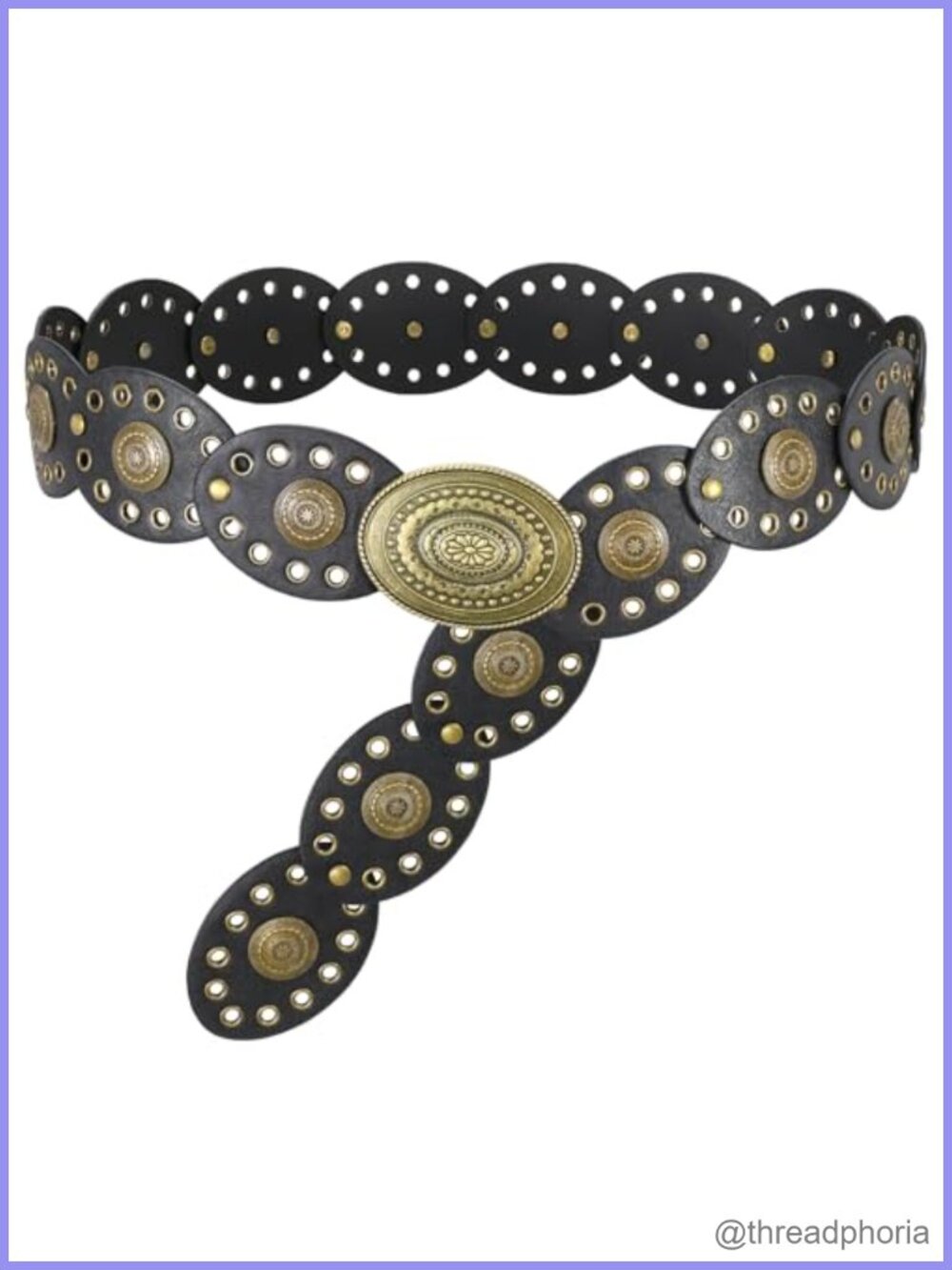 Women's Western Disc Belt PU Leather Vintage Big Buckle Cowgirl Accessory